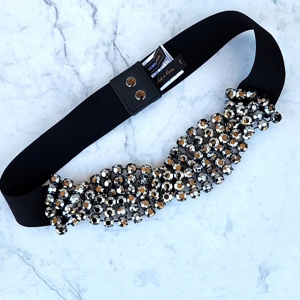 BCBGMAXAZRIA RHINESTONE ELASTICIZED BELT - Picture 7 of 7